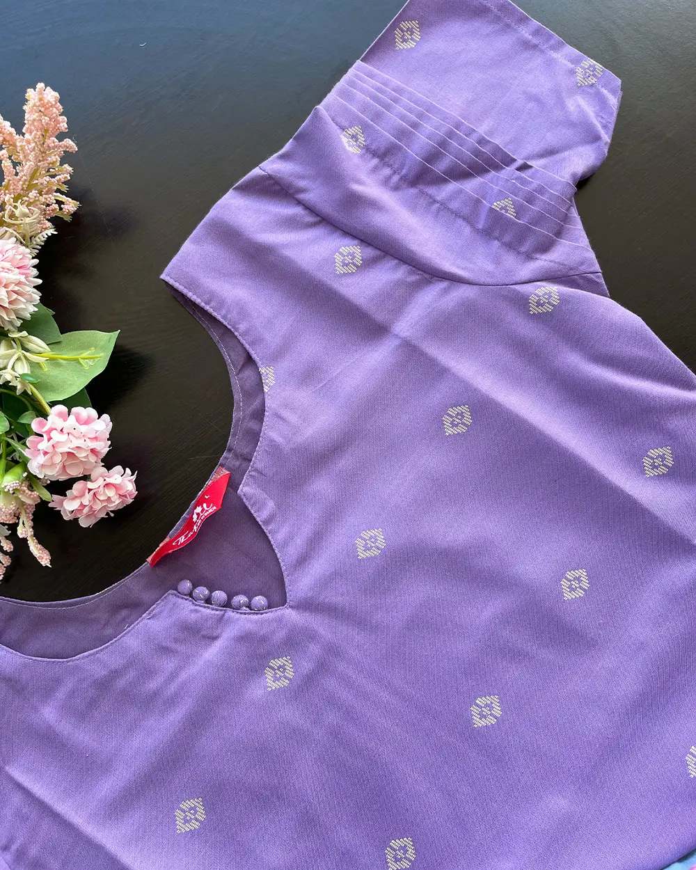 T082 2 in 1 Lavender Handloom Cotton Kurta Set - Image 4