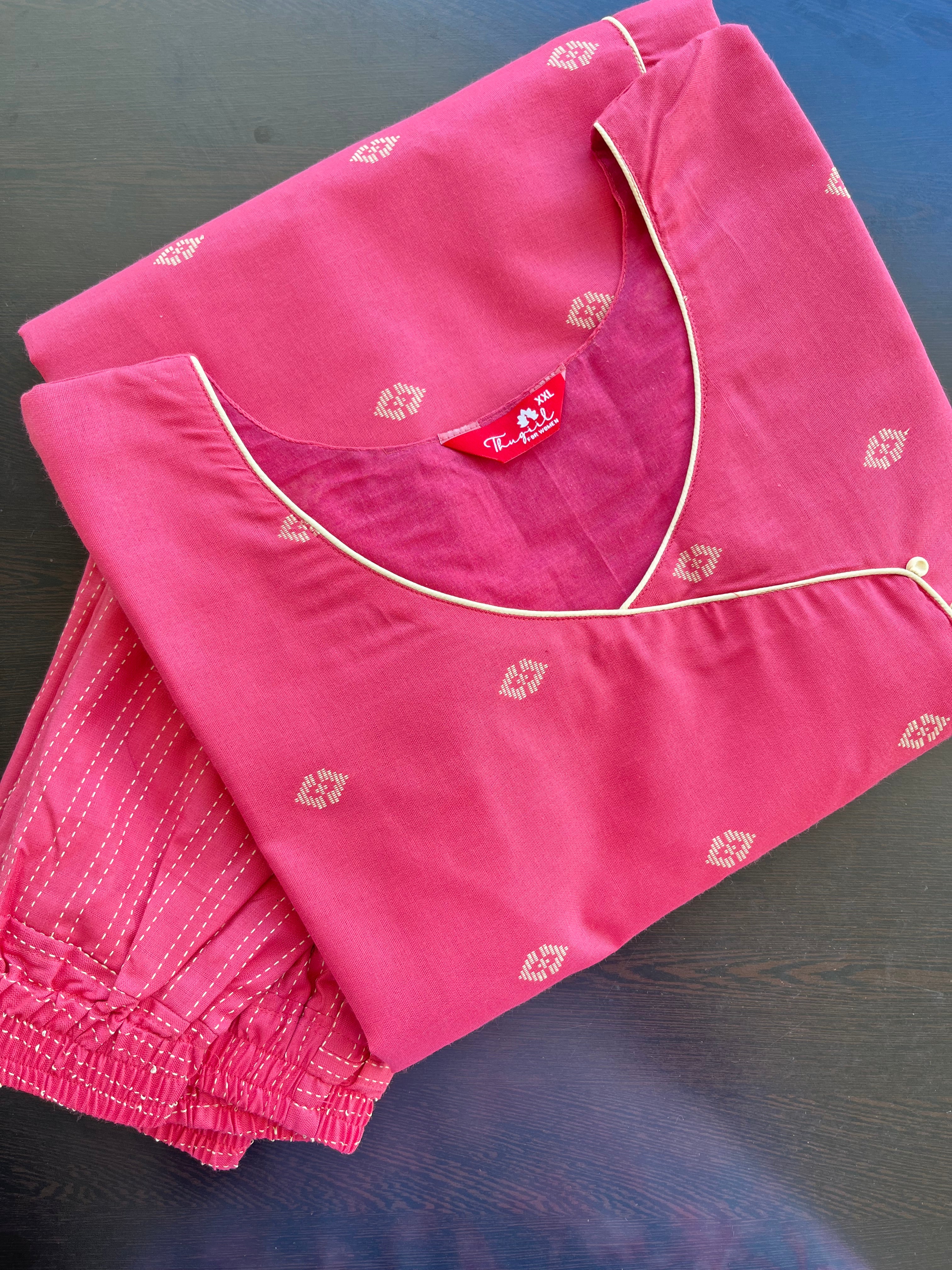 T068 2 in 1 Peach Handloom Soft Cotton Kurta Set - Image 3