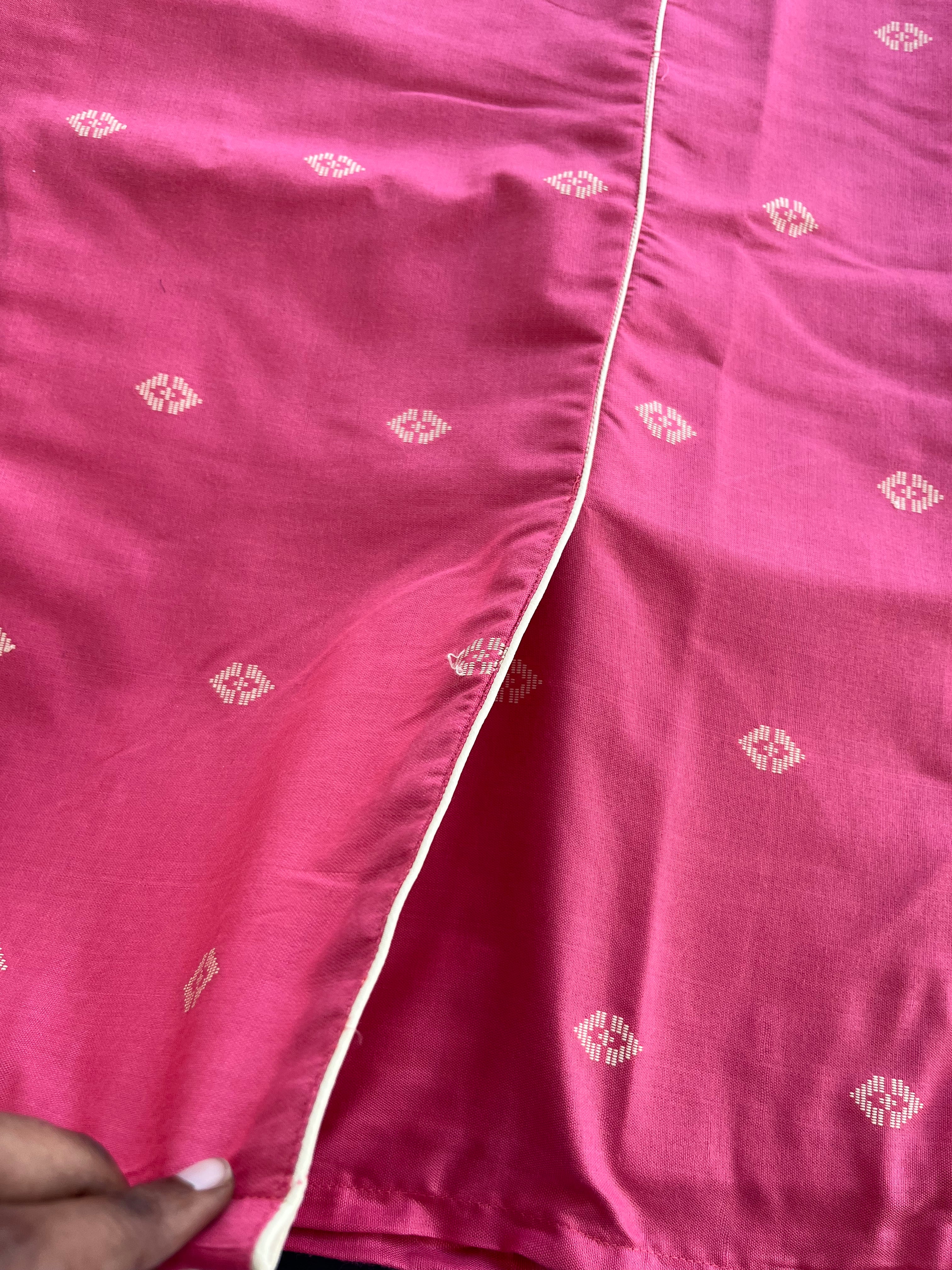 T068 2 in 1 Peach Handloom Soft Cotton Kurta Set - Image 6