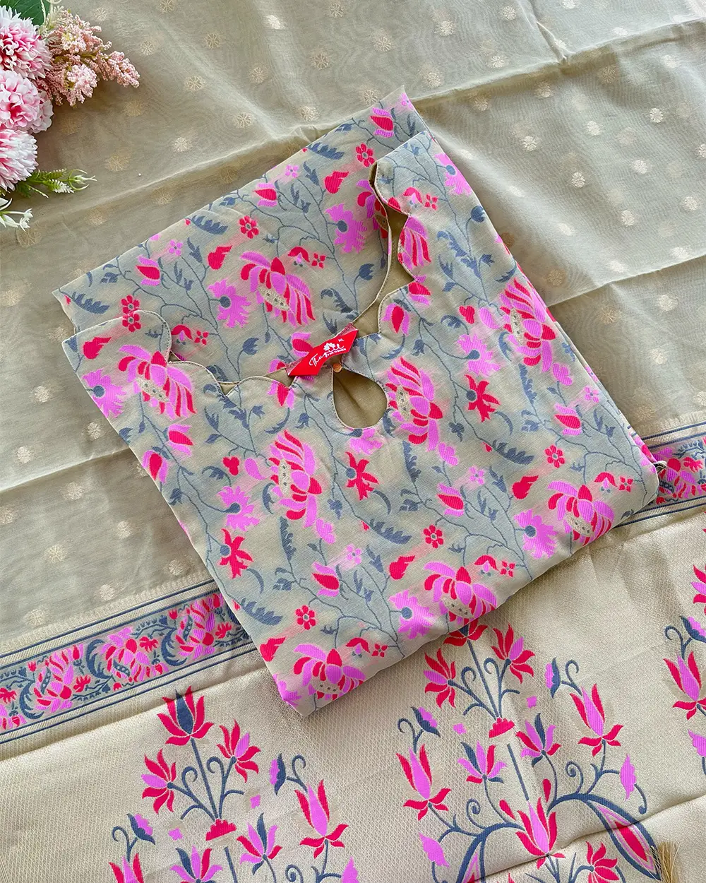 T102 Banaras cotton kurta set (Top-Dupatta) - Image 2