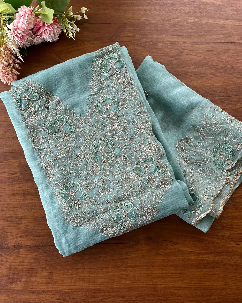 T114 Crushed Crepe Silk Unstitched Suits