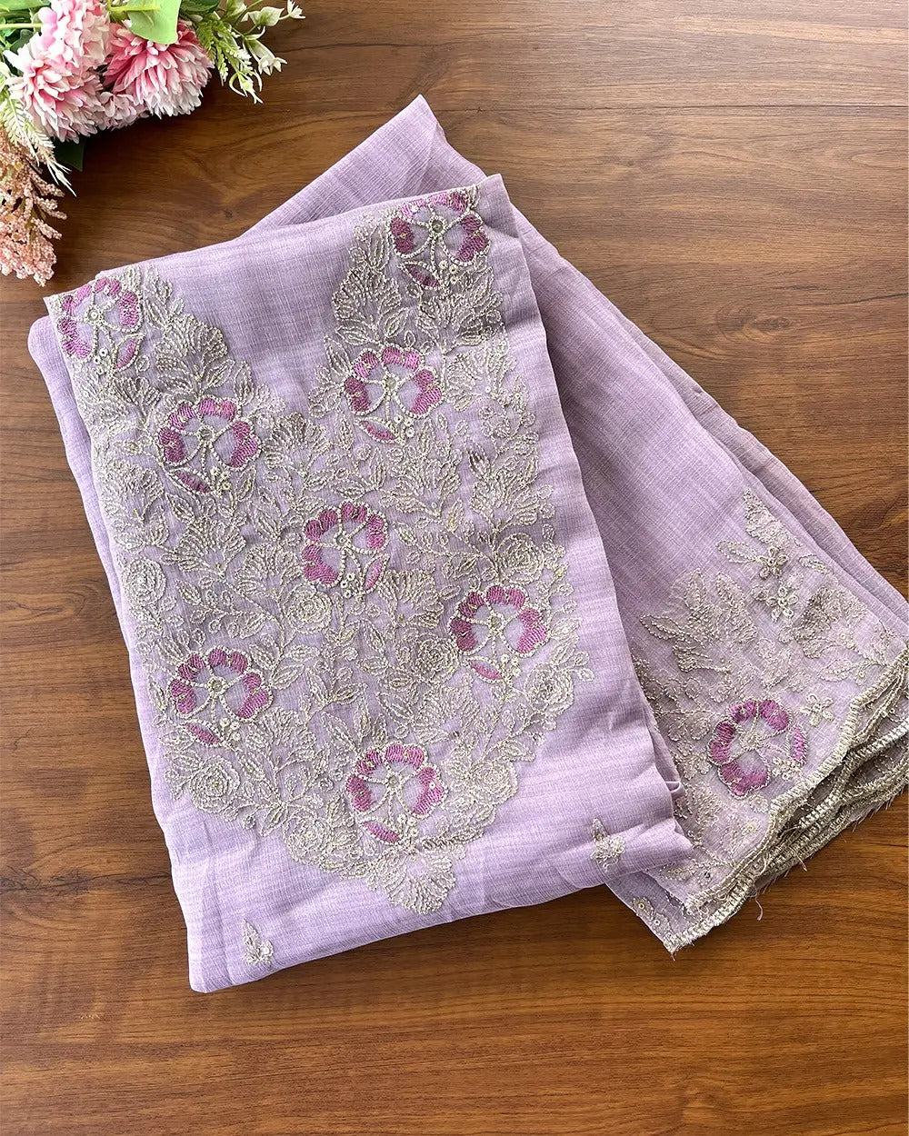 T114 Crushed Crepe Silk Unstitched Suits - Image 2