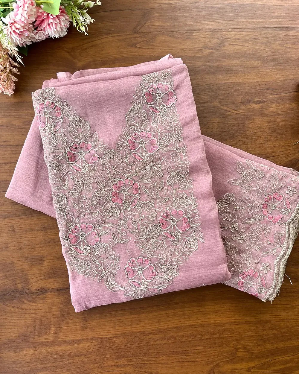 T114 Crushed Crepe Silk Unstitched Suits - Image 4