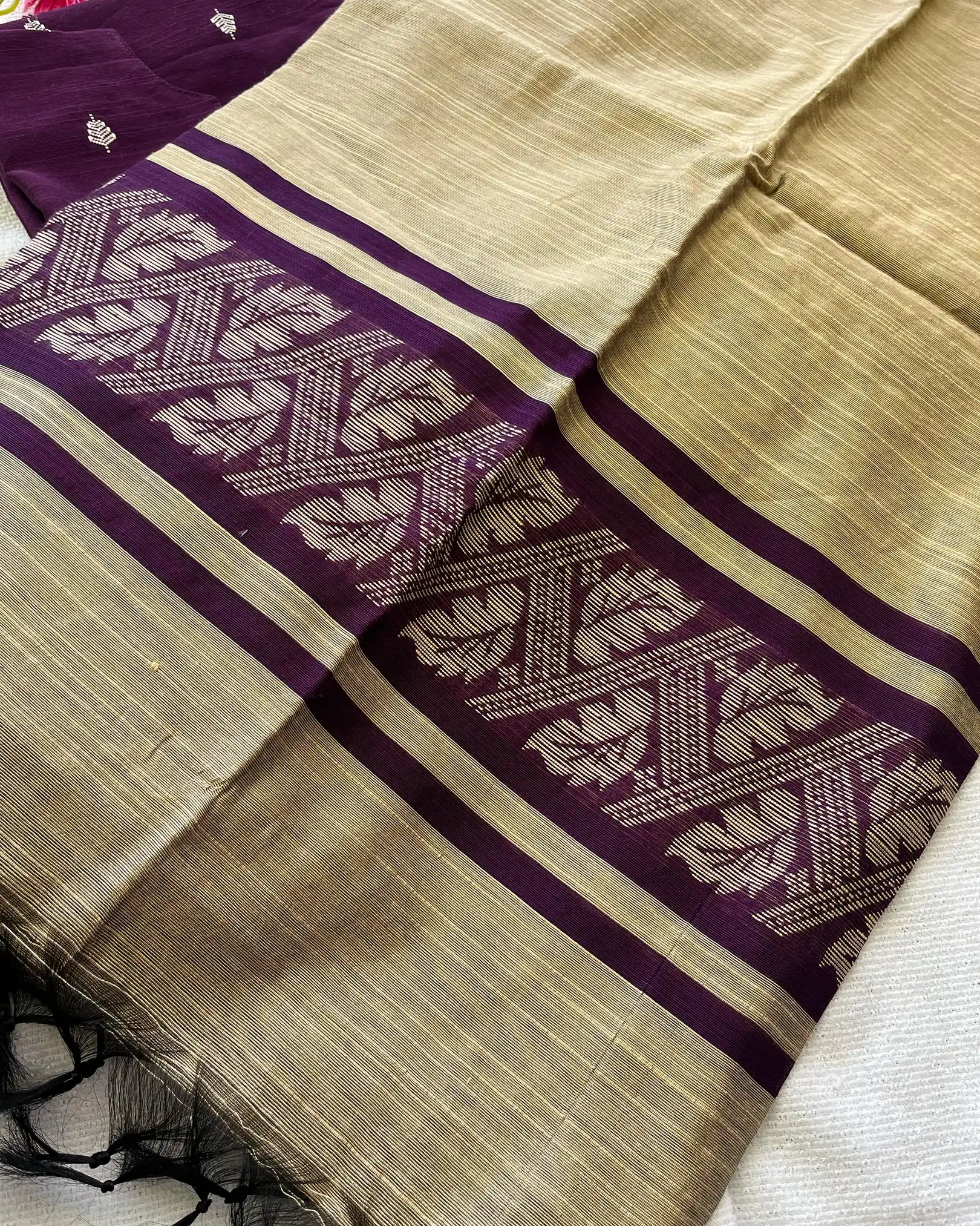 T045 Dark Purple Slub Silk Kurta Set - Image 3