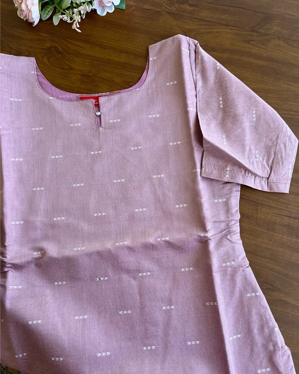 T165 Dusty Pink Butter Silk Kurta - Image 3
