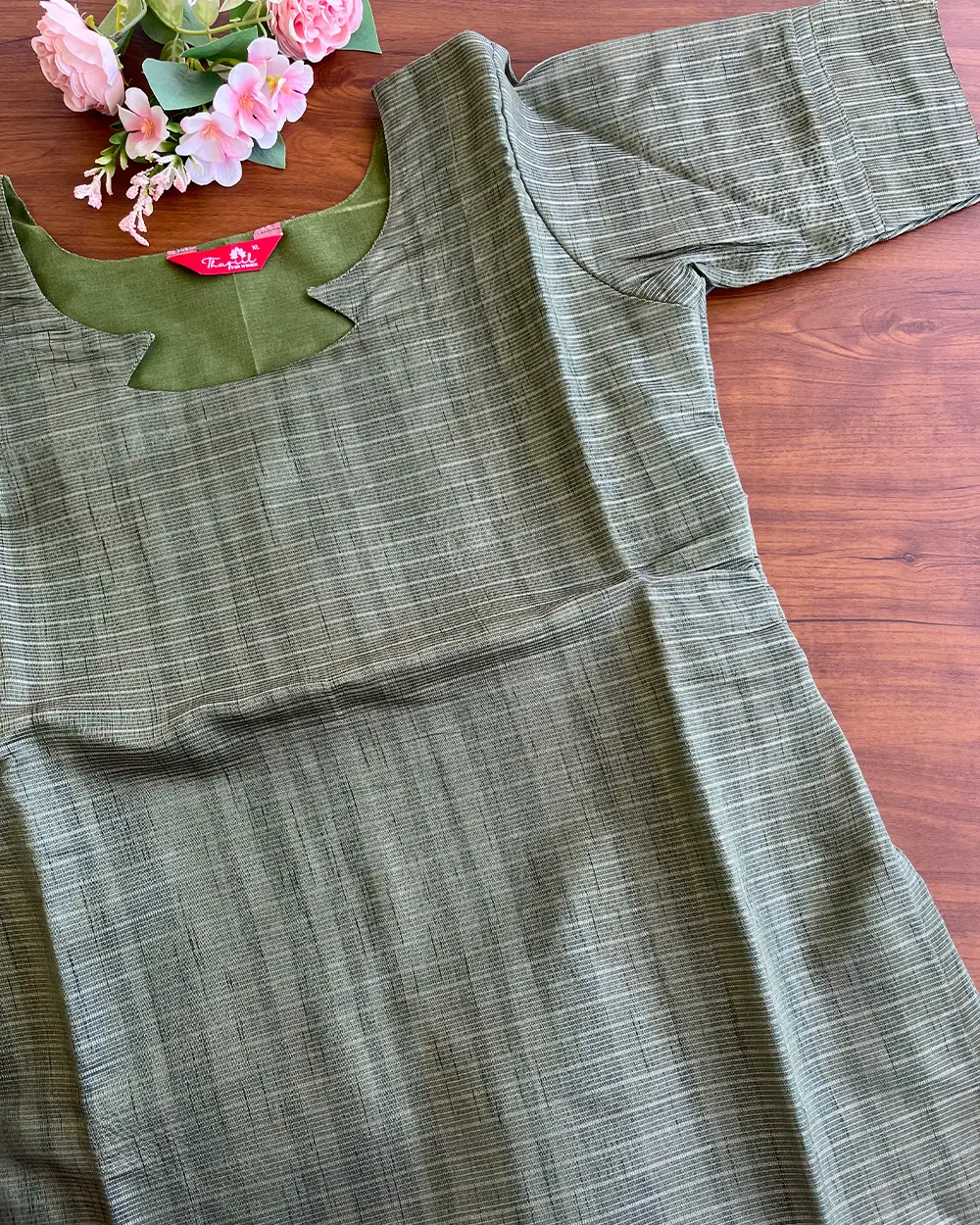 T119 Green - Kota Banaras Kurta set (Top-Dupatta) - Image 3