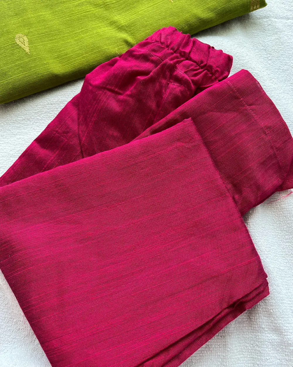 T059 Green Slub Silk Kurta Set - Image 6