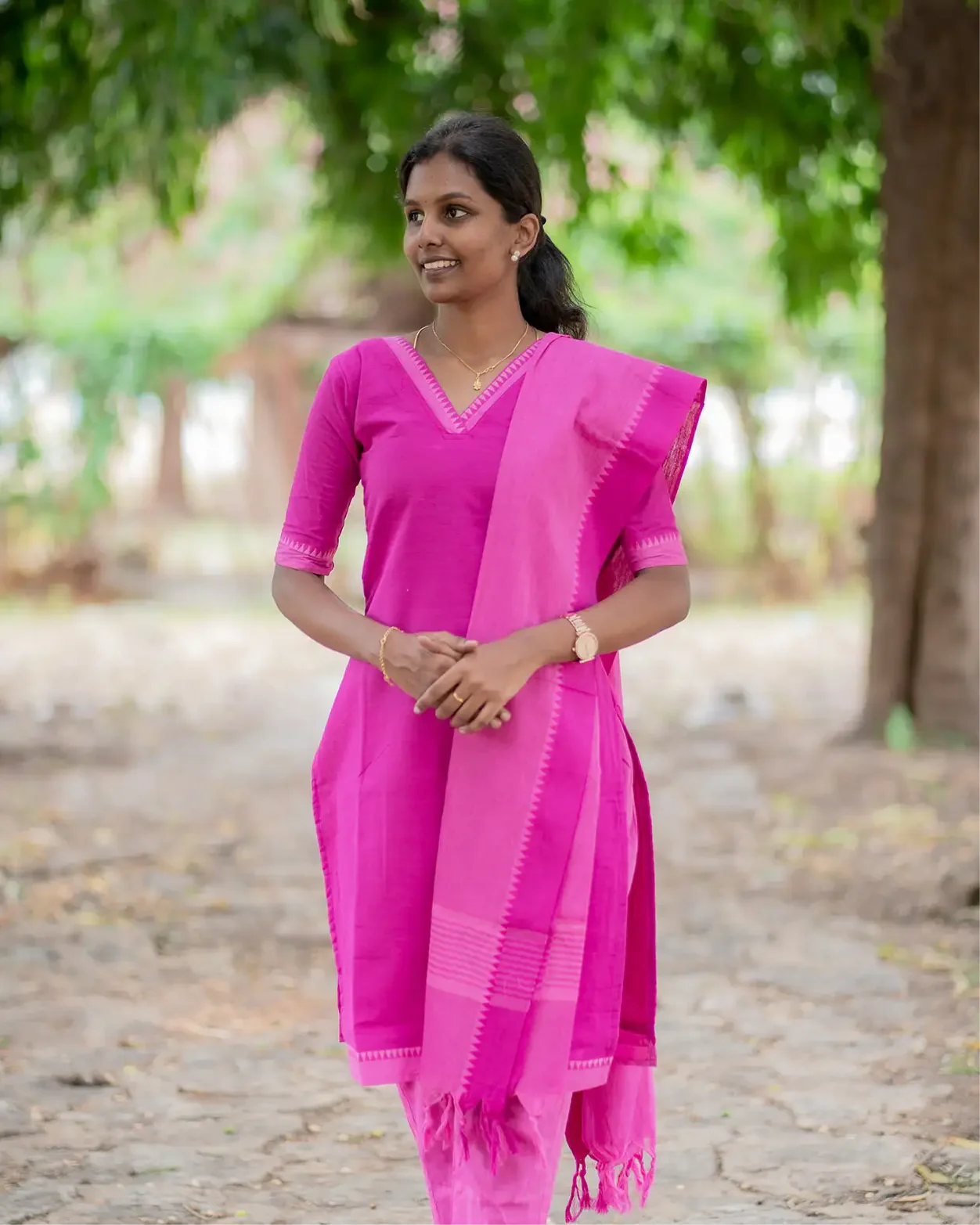 T041 Gulabi handloom cotton kurta set - Image 5