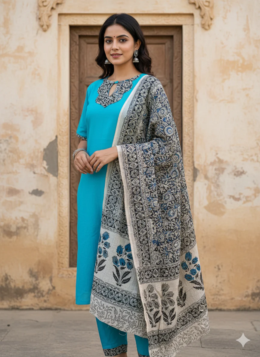 T178 Kalamkari Cotton Kurta Set - Image 2