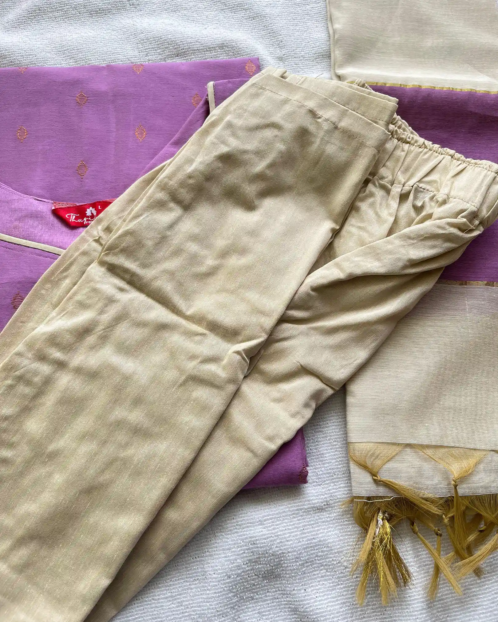 T007 Lavender Butter silk kurta set - Image 3