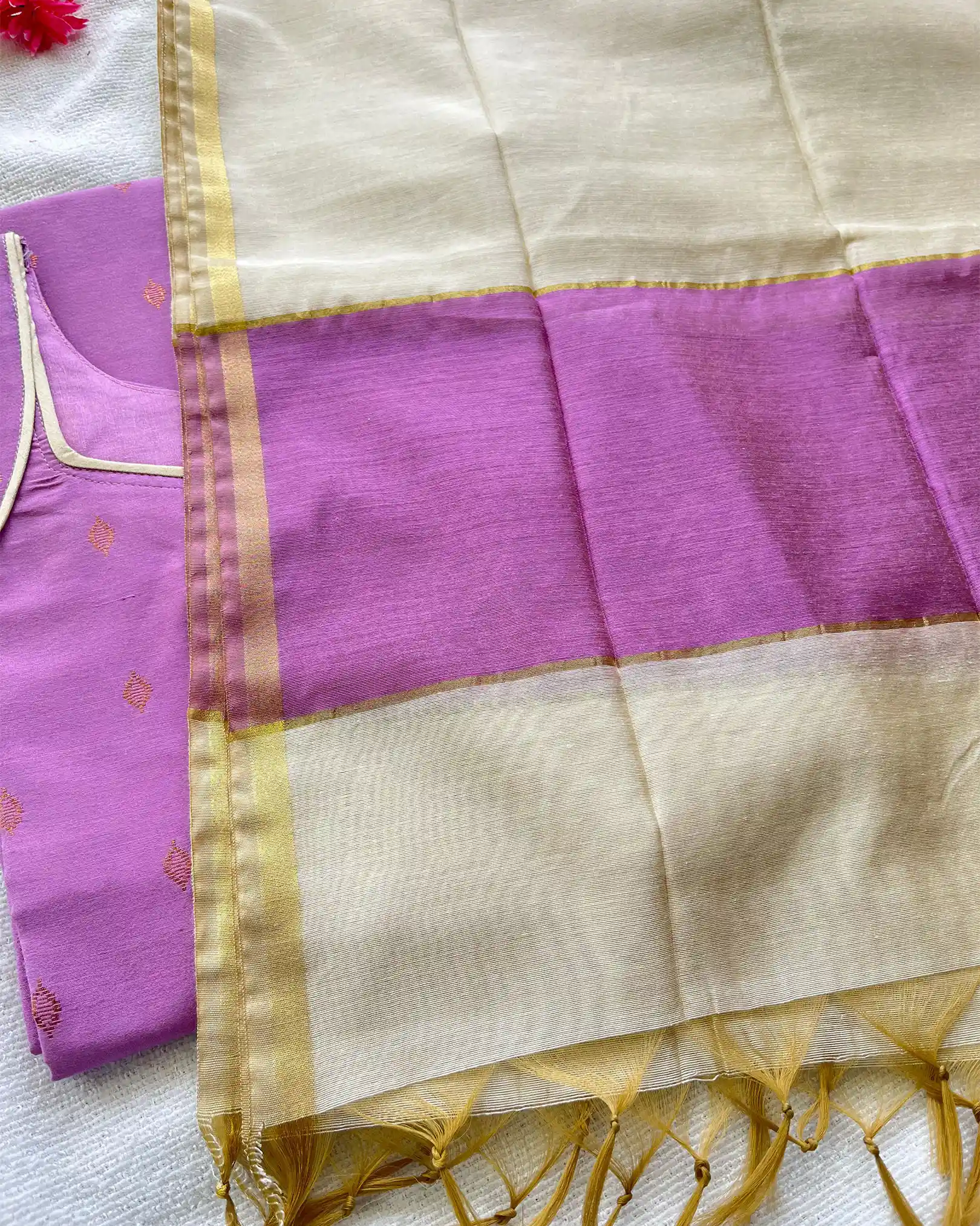 T007 Lavender Butter silk kurta set - Image 4