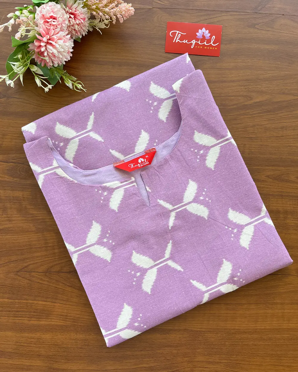 T155 Lavender Cotton Kurta