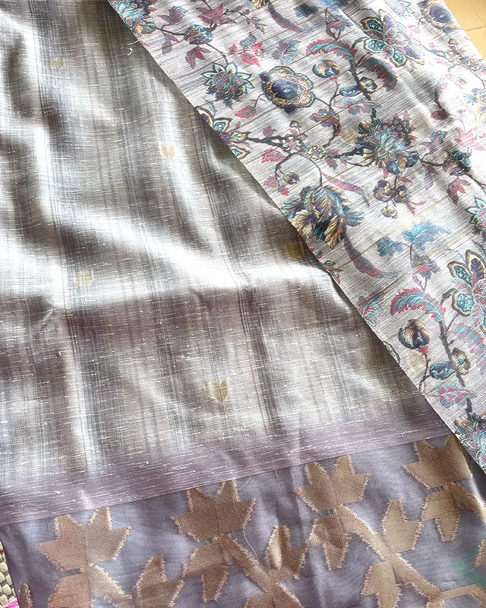 T063 Luxe - Pure Jute Silk Kurta Set (Top-Dupatta) - Image 4