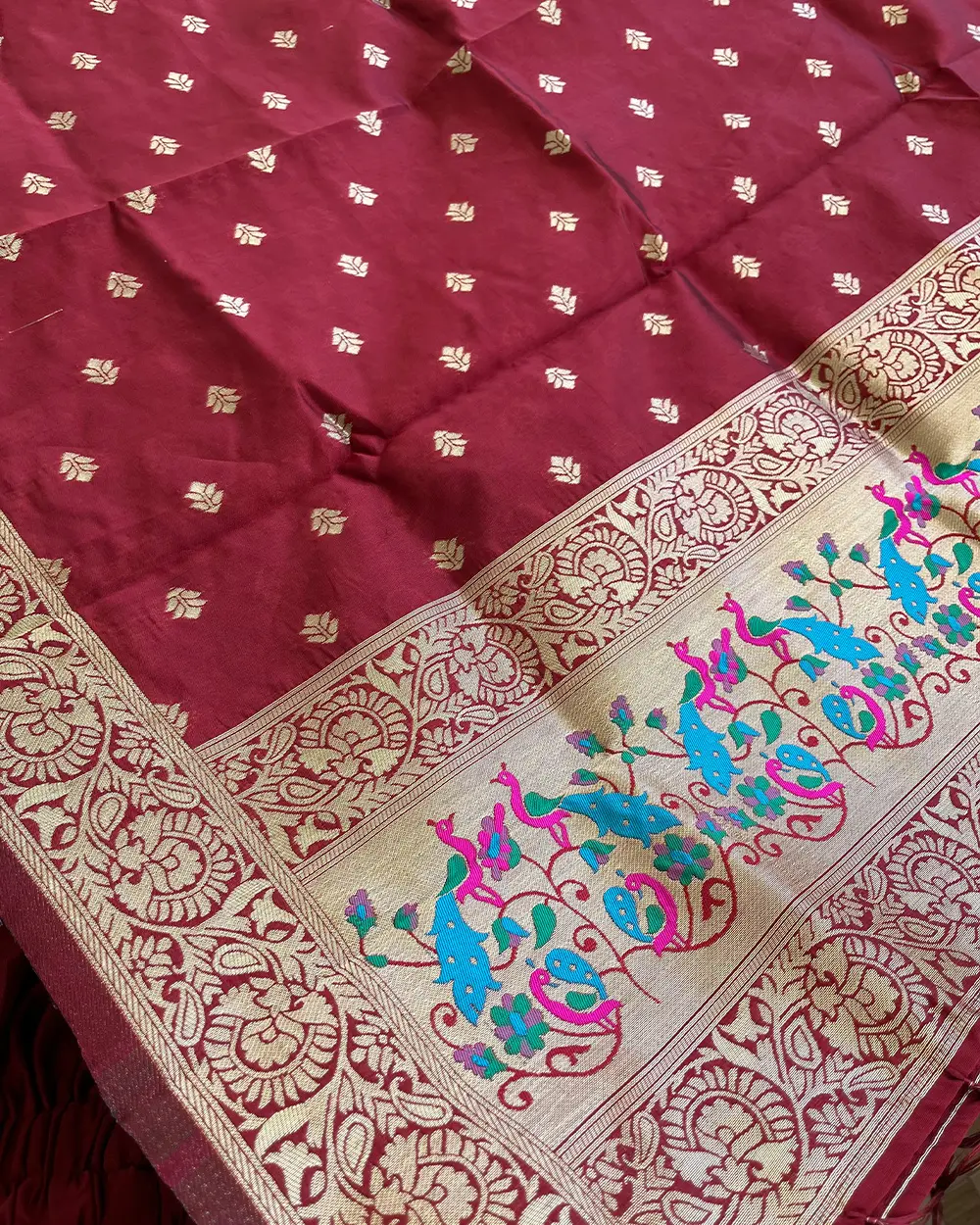 T115 Maroon Banaras Set Silk Kurta set - Image 5