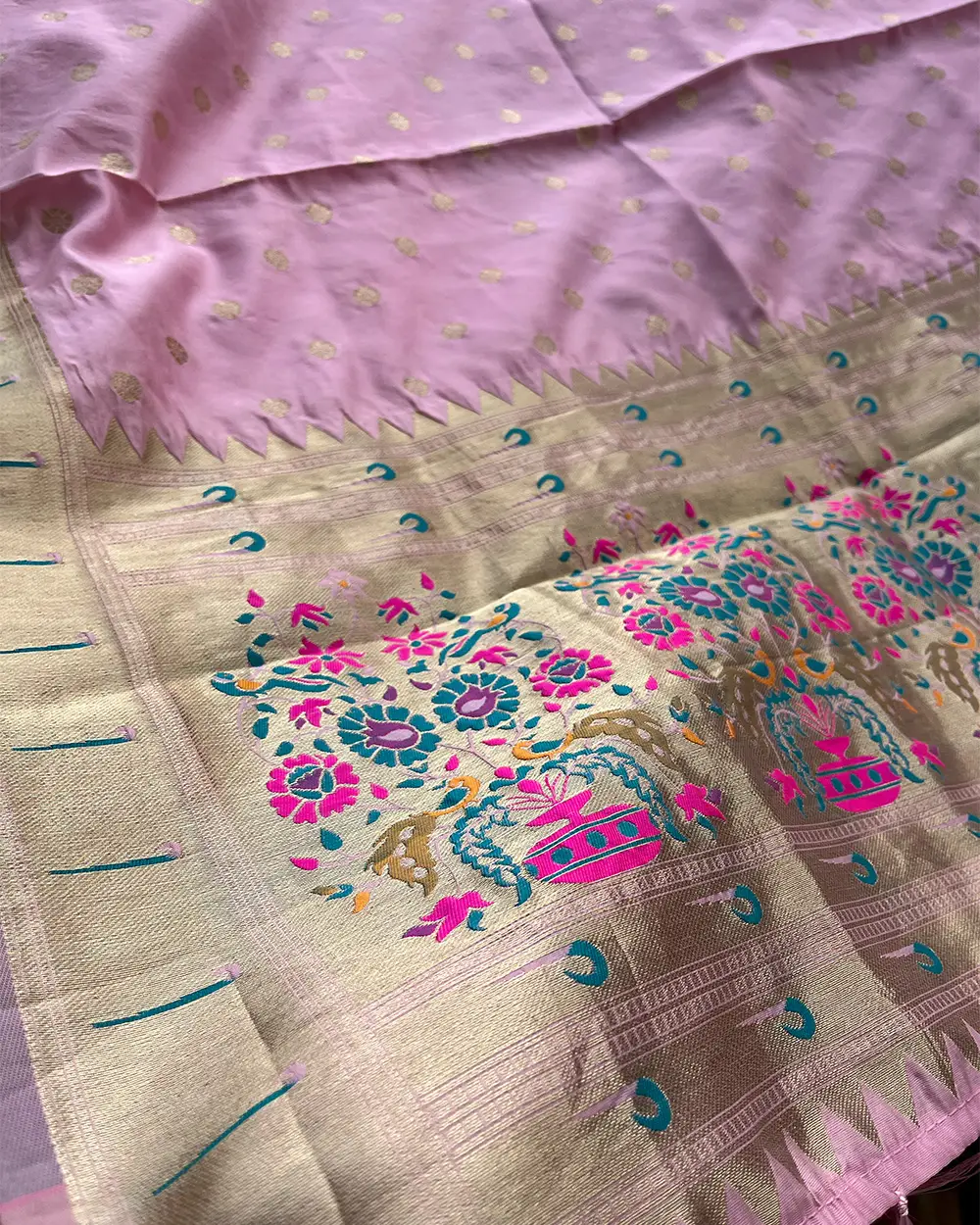 T096 Misty Rose Art Banaras Silk Kurta Set (Top-Dupatta) (Pre Order 10-15 days) - Image 3