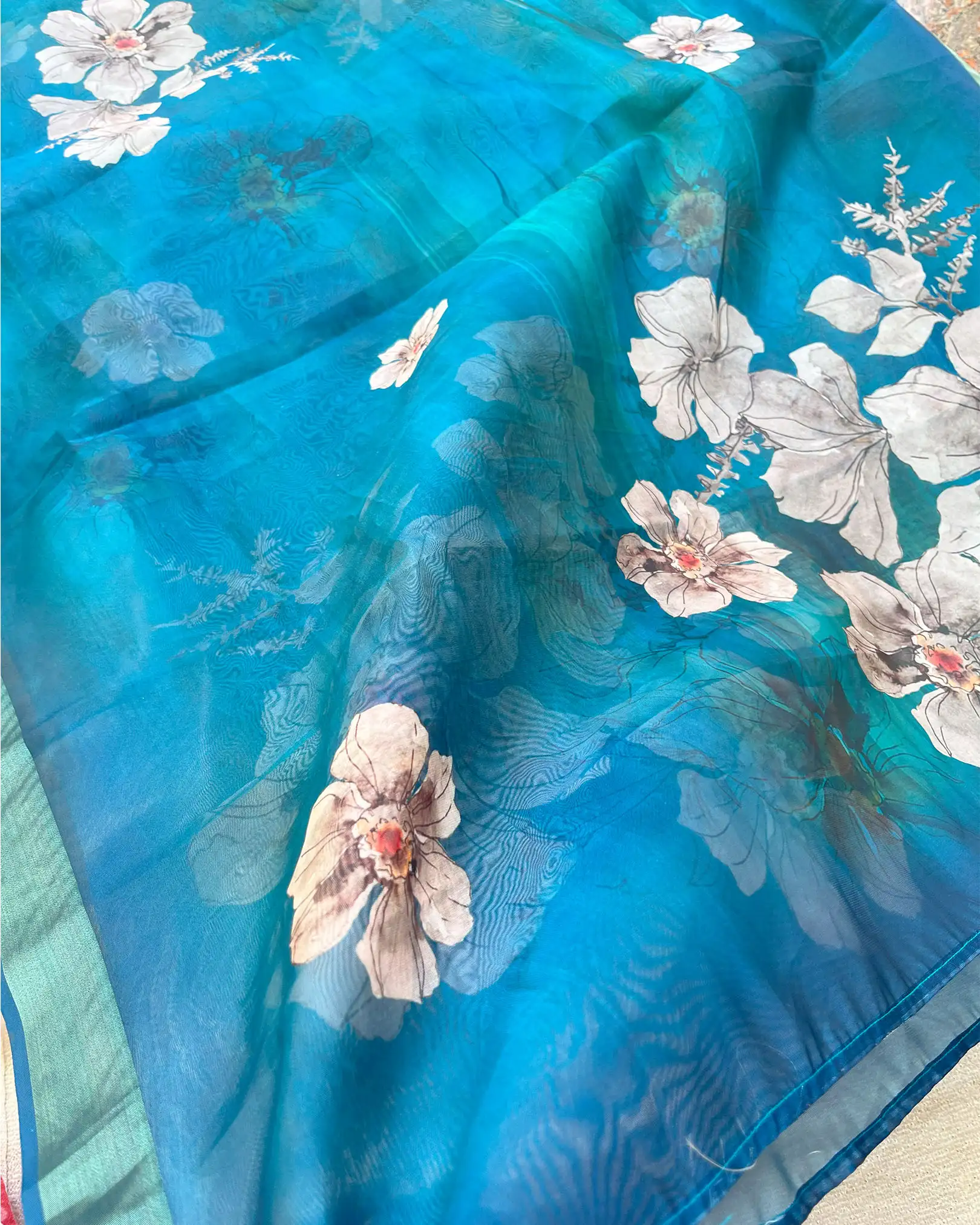 T035 Peacock organza kurta set - Image 5