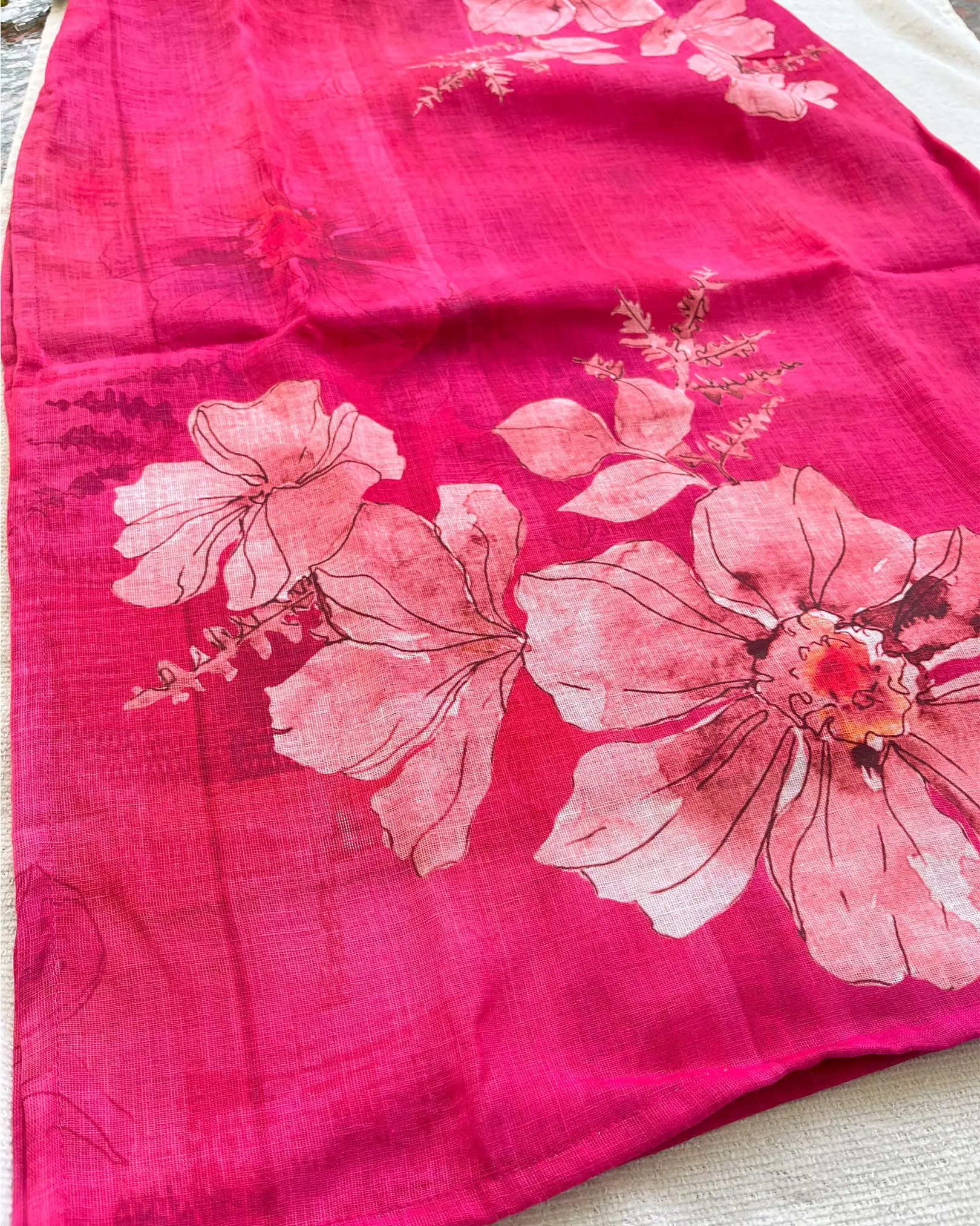 T037 Pink linen kurta set 3 pc - Image 2