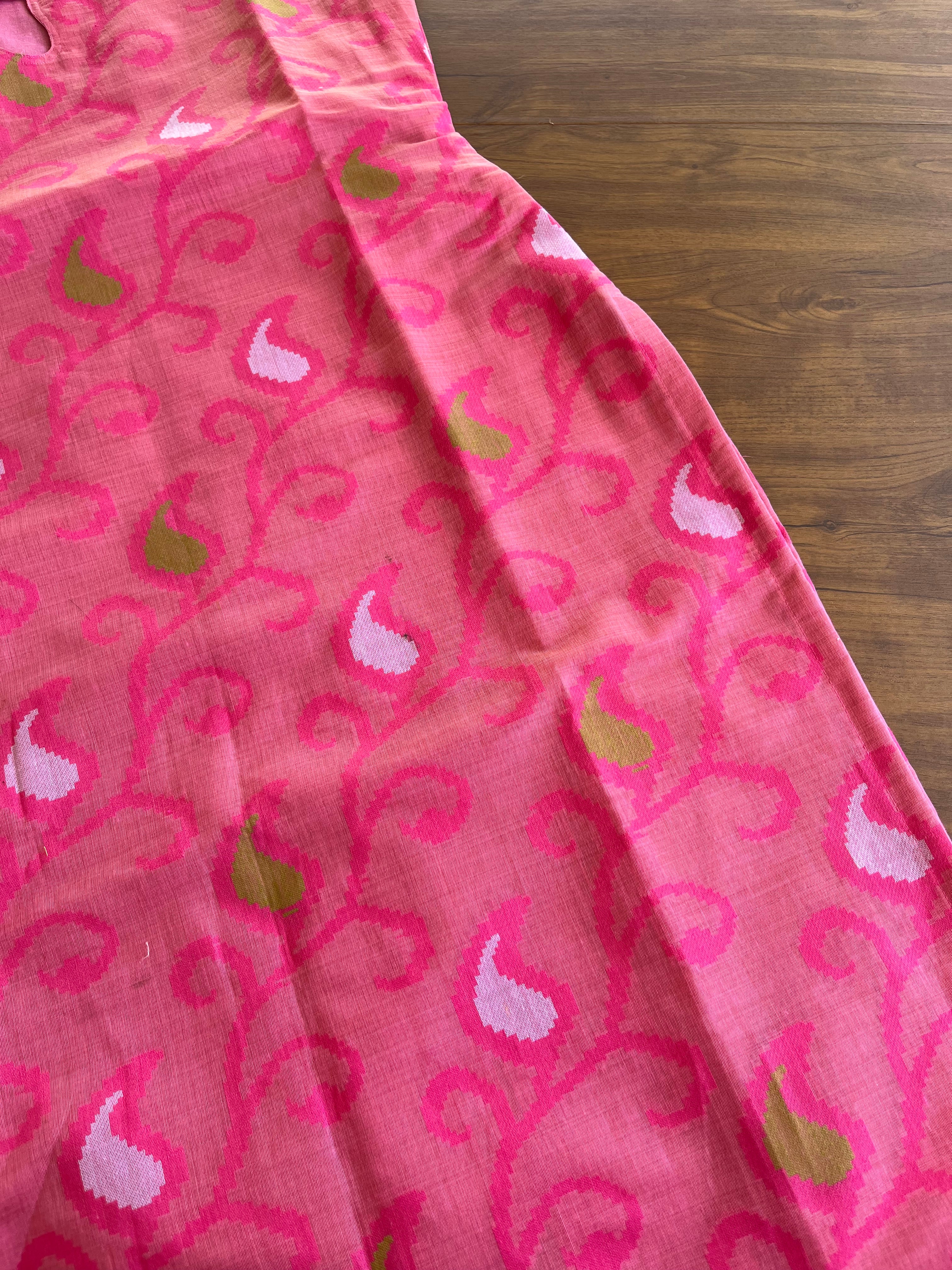 T136 Pink Mango Kurta set (Top-dupatta) - Image 3