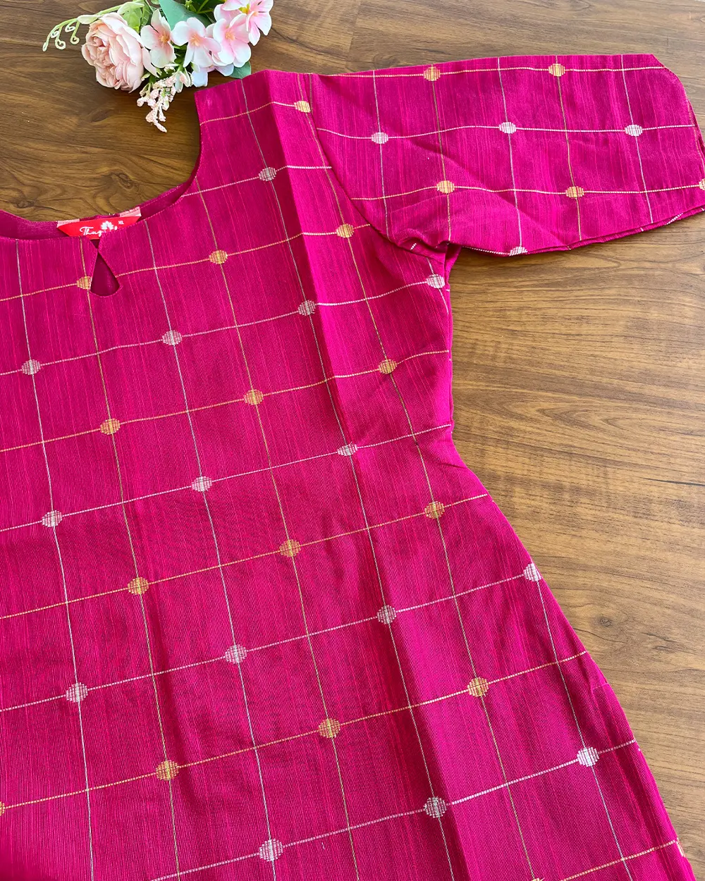 T127 Pink Mix n Match Kurta set (Top-Dupatta) - Image 5