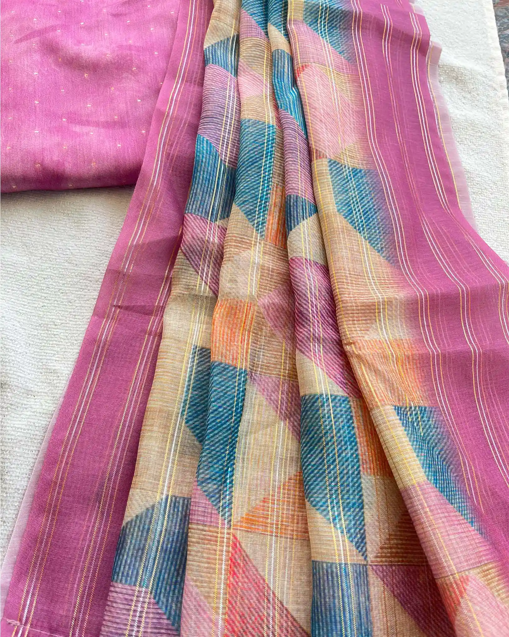 T034 Purple Pink Chanderi Silk Kurta Set - Image 4