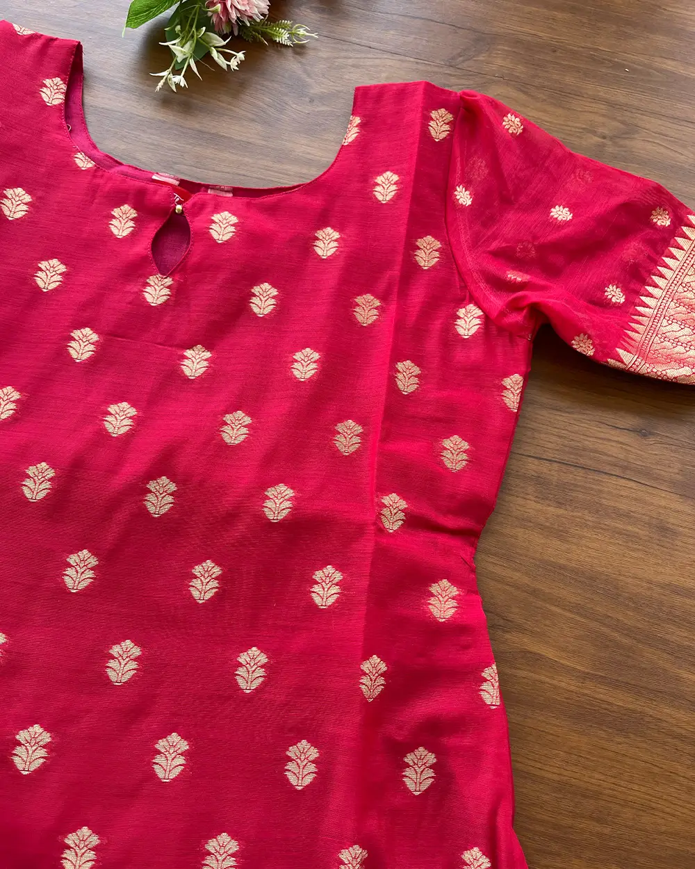 T092 Rani Pink - 2 Banaras Cotton Kurta Set (PRE ORDER 20-25 days) - Image 4