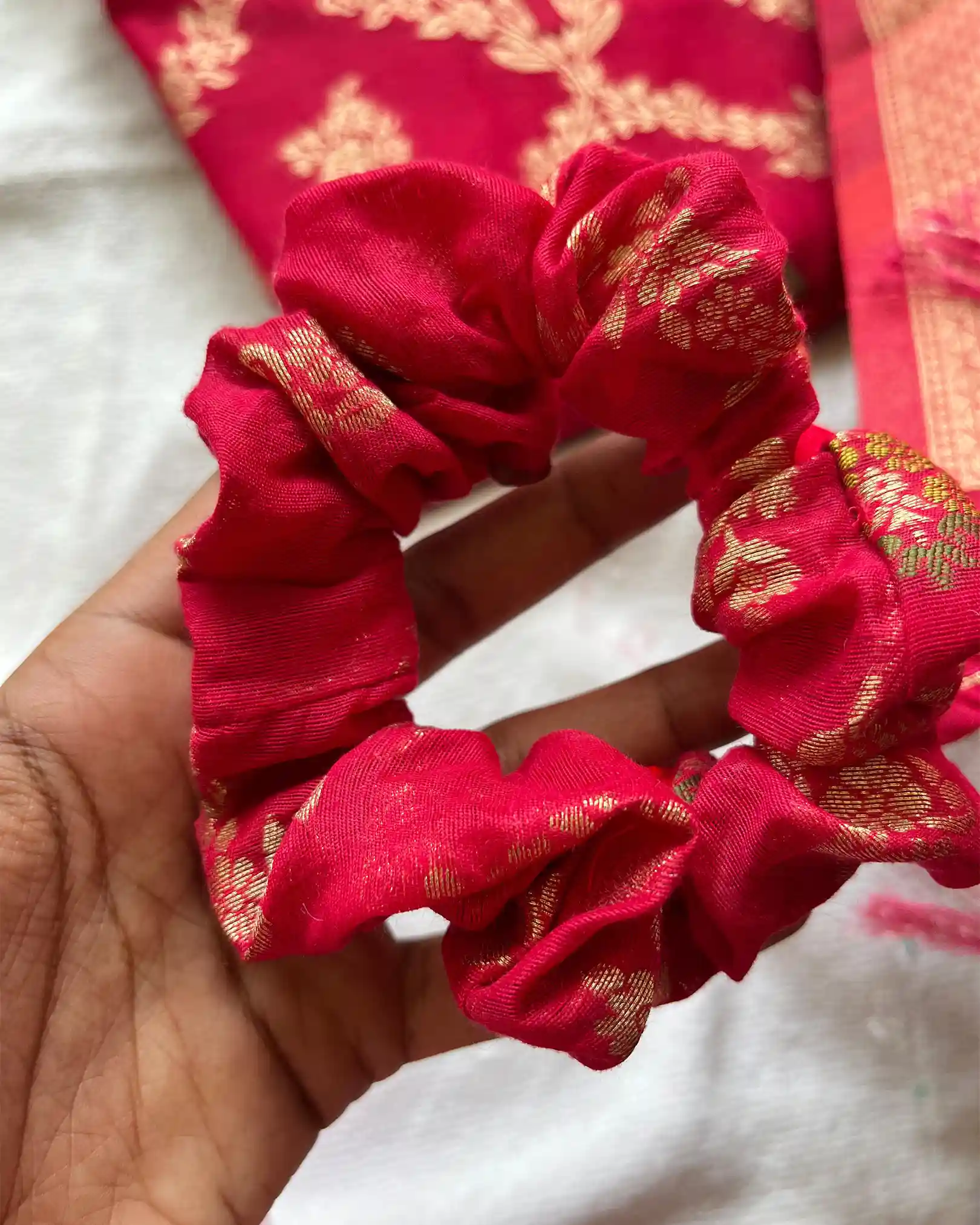 T024 Rani pink banarasi cotton kurta set - Image 7