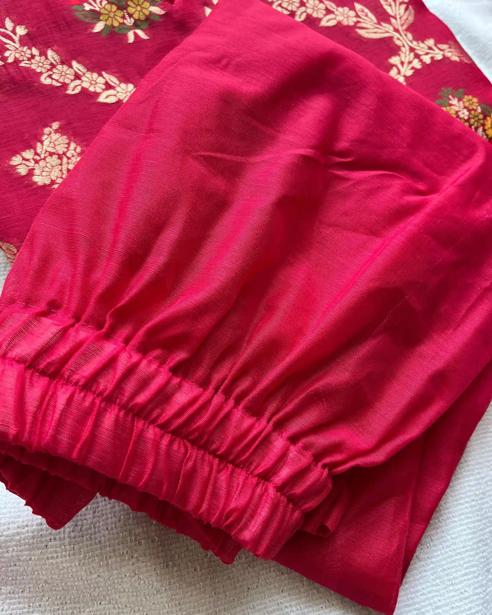 T024 Rani pink banarasi cotton kurta set - Image 8
