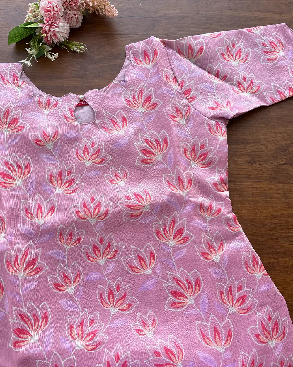 T103 Rose mist Silk Kurta - Image 3