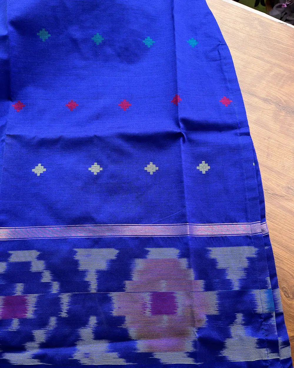 T139 Royal blue Ikkat Silk Kurta Set - Image 4