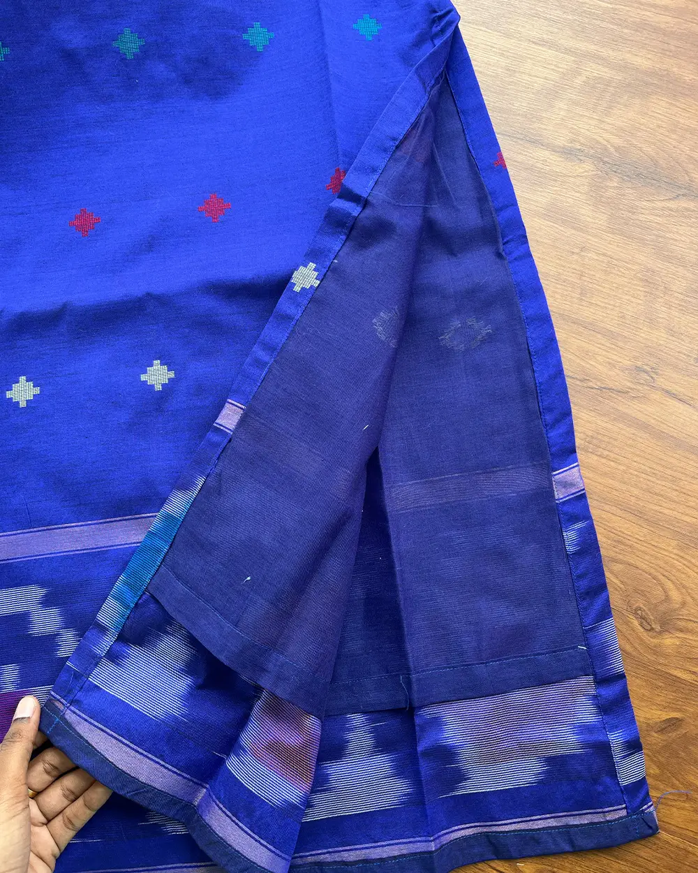 T139 Royal blue Ikkat Silk Kurta Set - Image 5