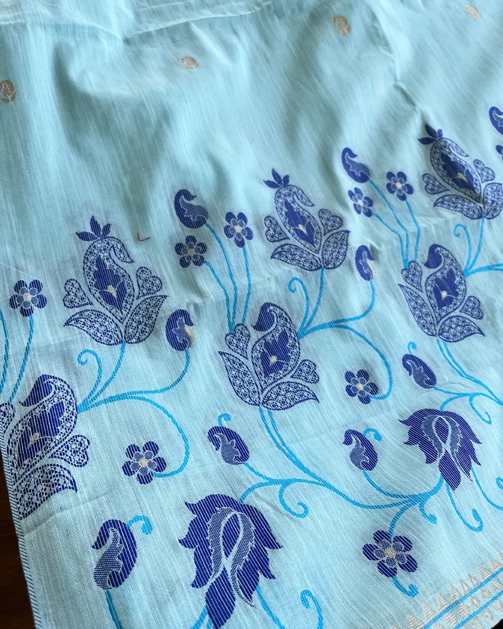 T125 Sky Blue Jamdani Kurta Set (Top-Dupatta) - Image 5