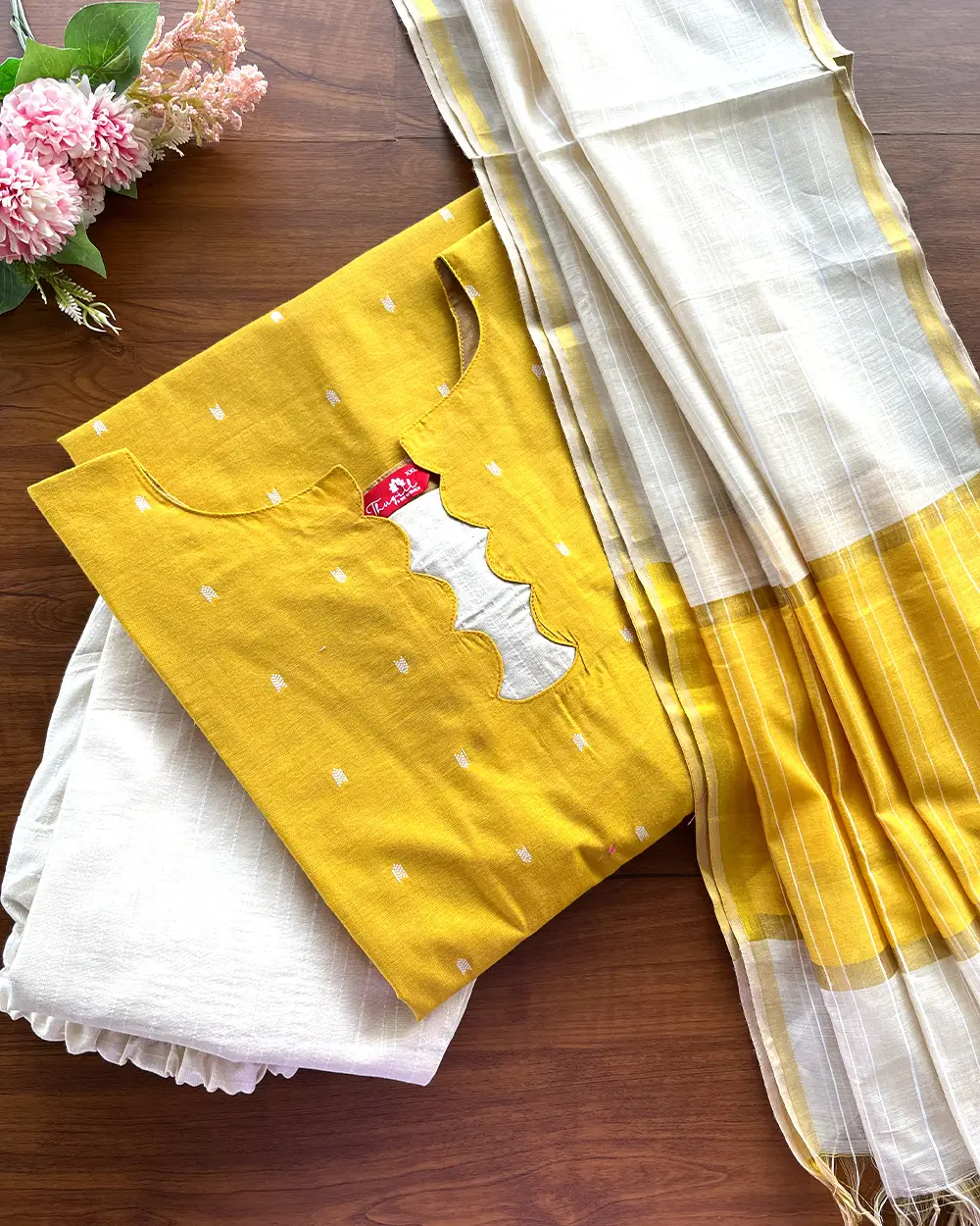 T181 Sunflower Yellow Butter Silk Kurta Set - Image 2