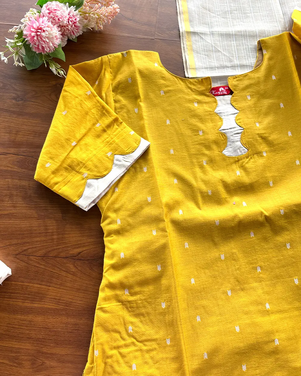 T181 Sunflower Yellow Butter Silk Kurta Set - Image 3