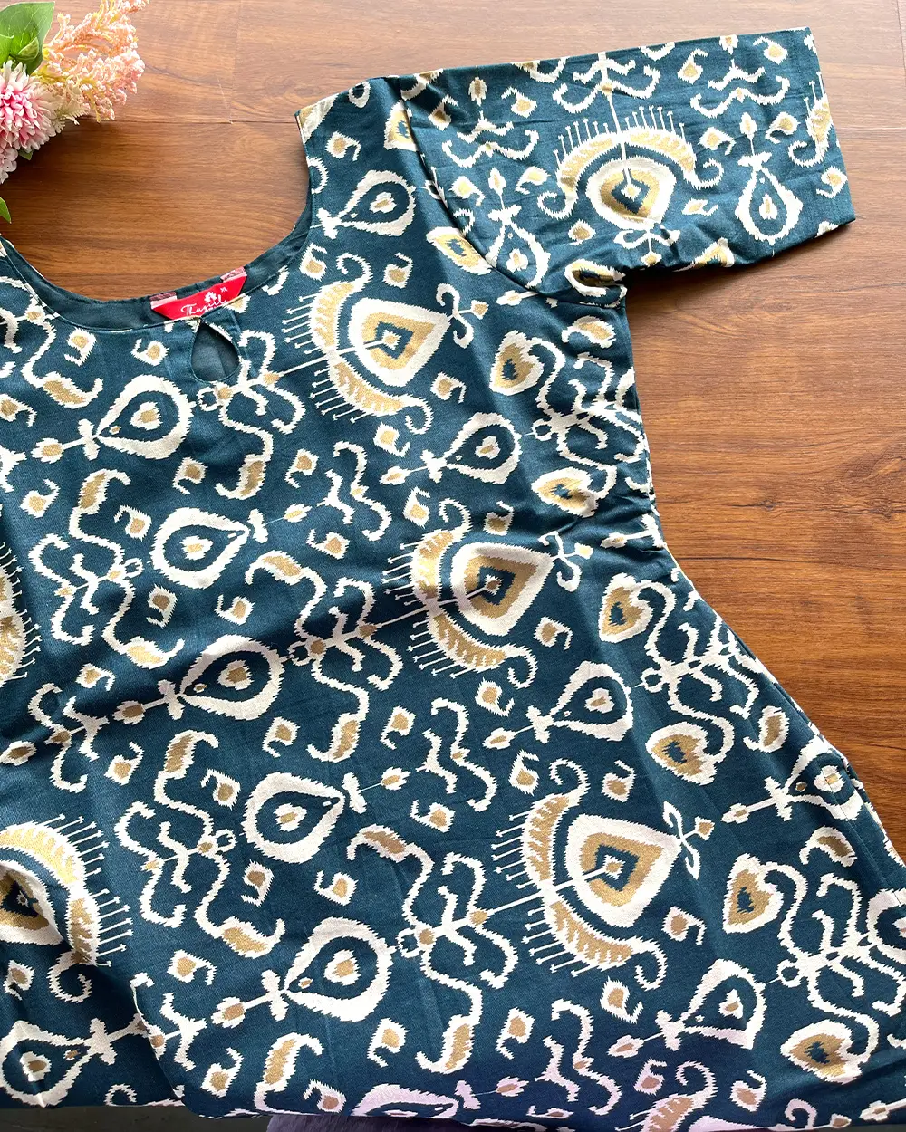 T193 Teal Pure Cotton Kurta - Image 2