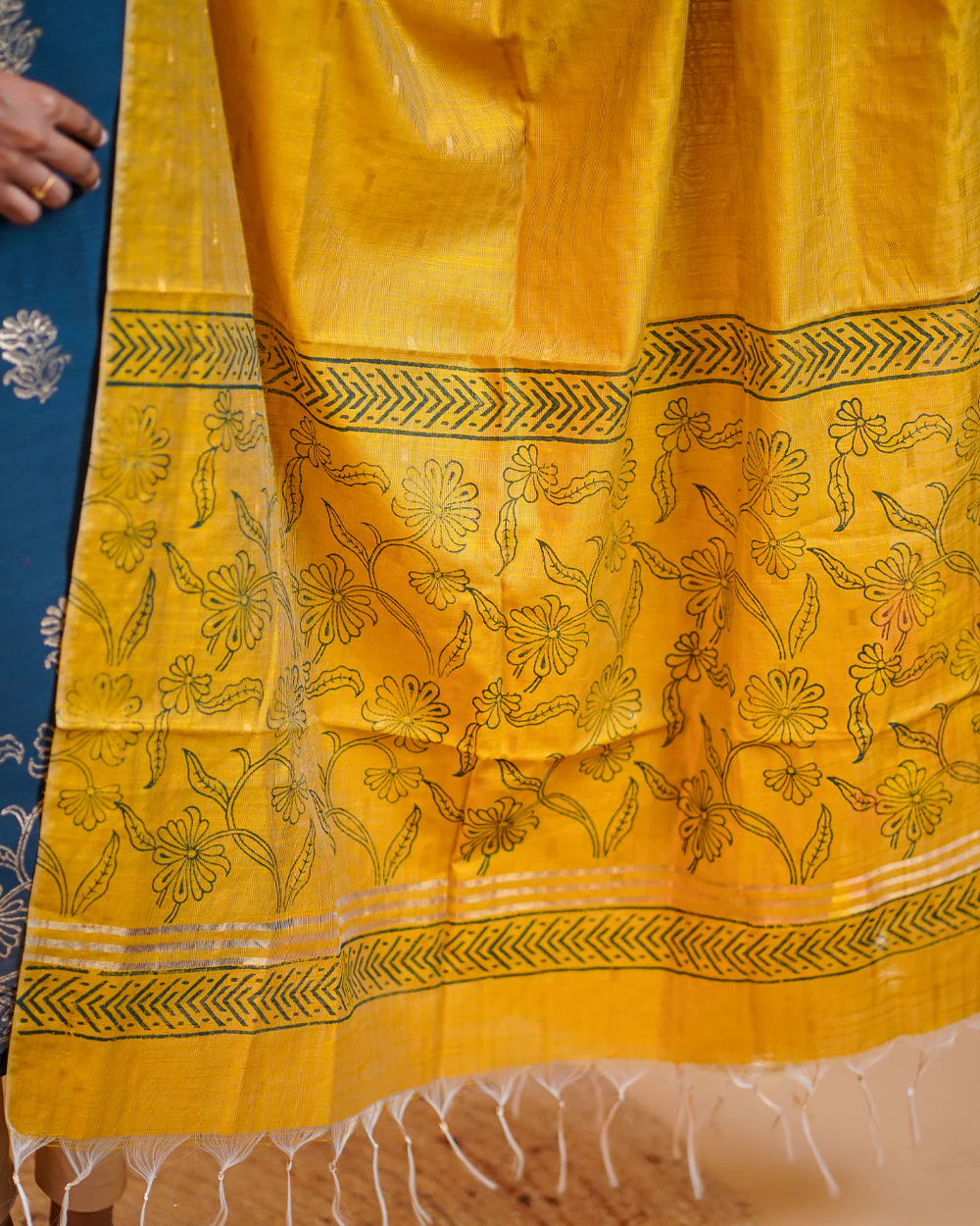 T203  Teal Gold Elegance Kurta Set (Top - Dupatta) - Image 5