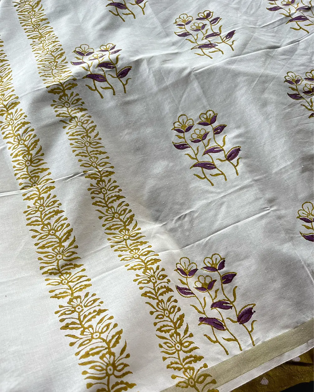 T207 Olive Bloom Jacquard Kurta Set (Top-Dupatta) - Image 5
