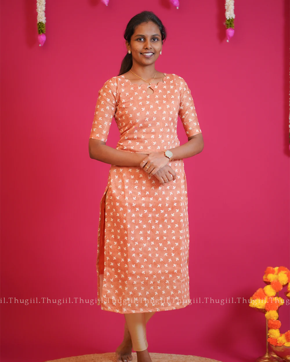 T208 Soft Coral Kurta - Image 4