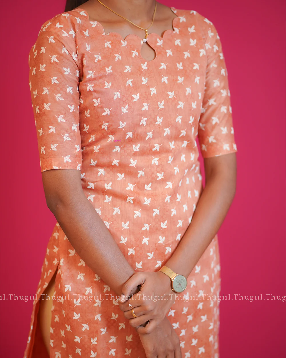 T208 Soft Coral Kurta - Image 5