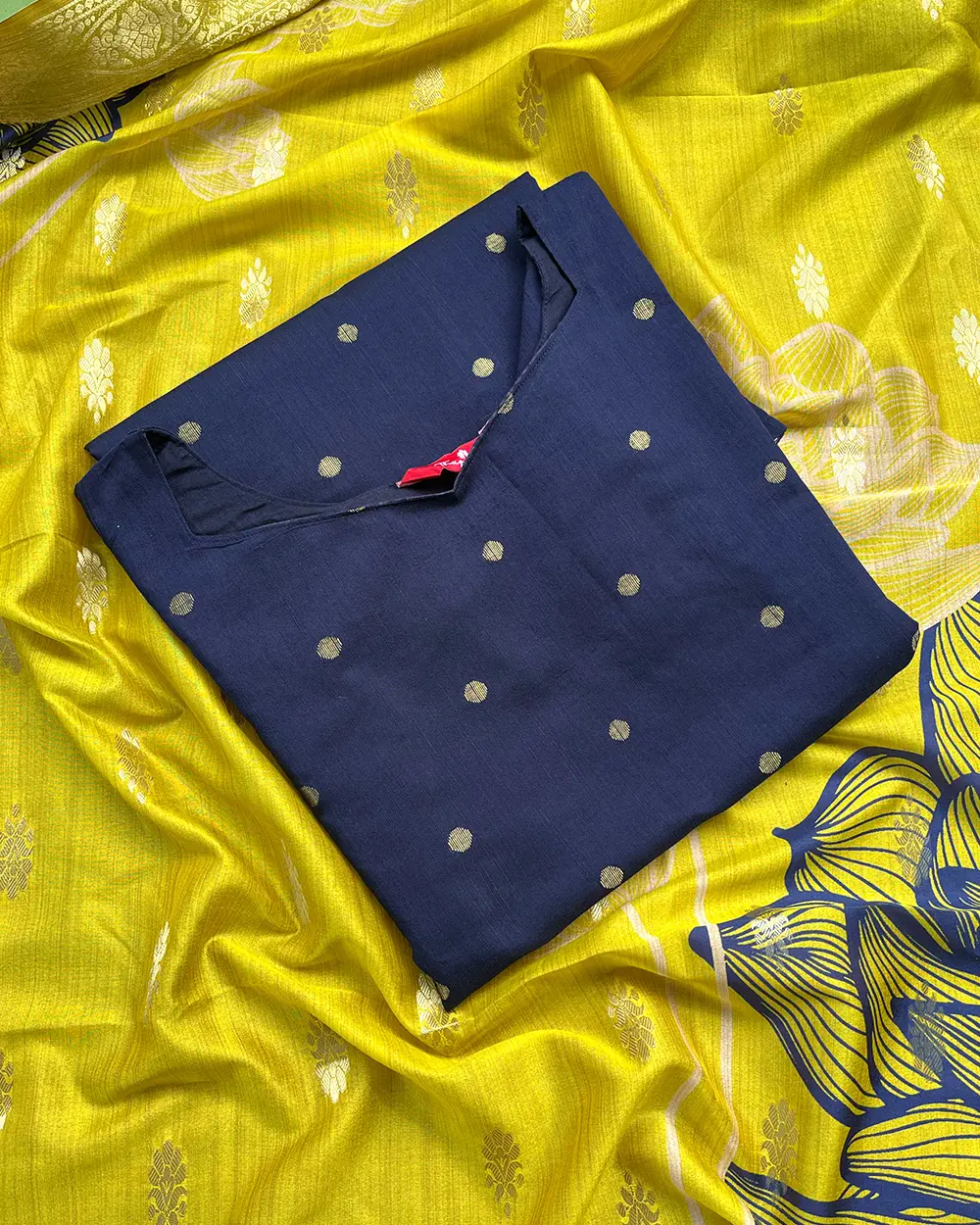 T212 Sapphire Elegance Silk Kurta Set (Top-Dupatta ) - Image 2