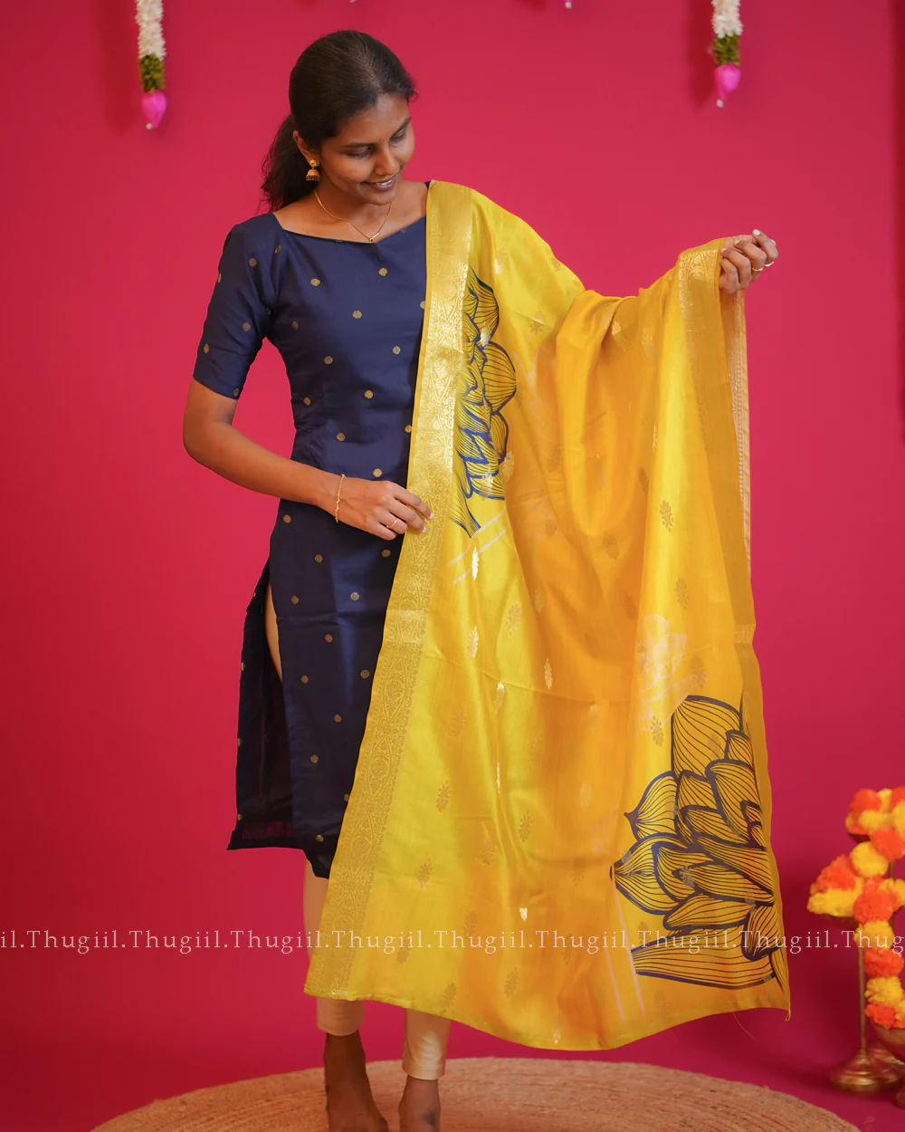 T212 Sapphire Elegance Silk Kurta Set (Top-Dupatta ) - Image 5