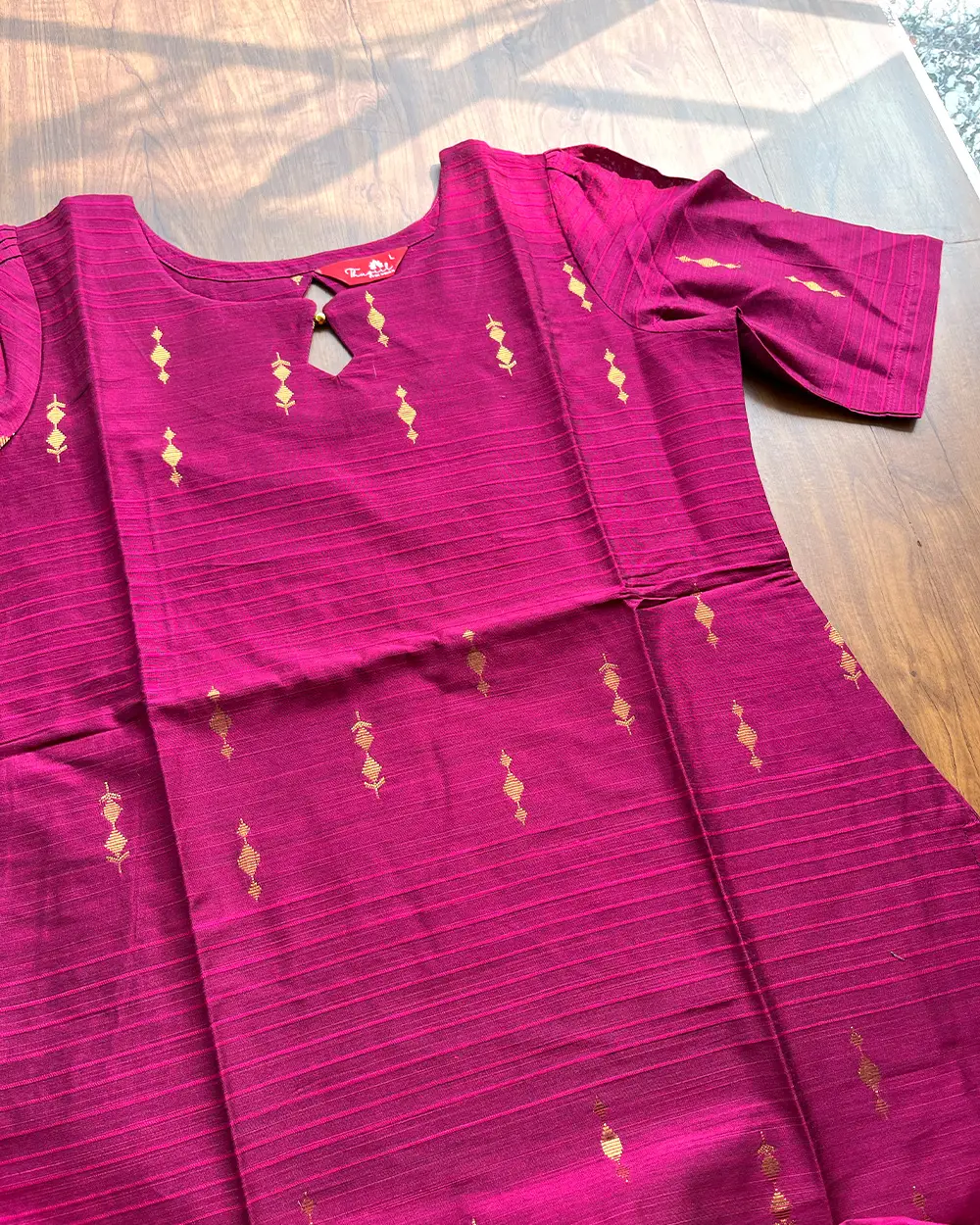 T226 READY TO DISPATCH - Berry Blush Silk Kurta Set (Top - Dupatta) - Image 3