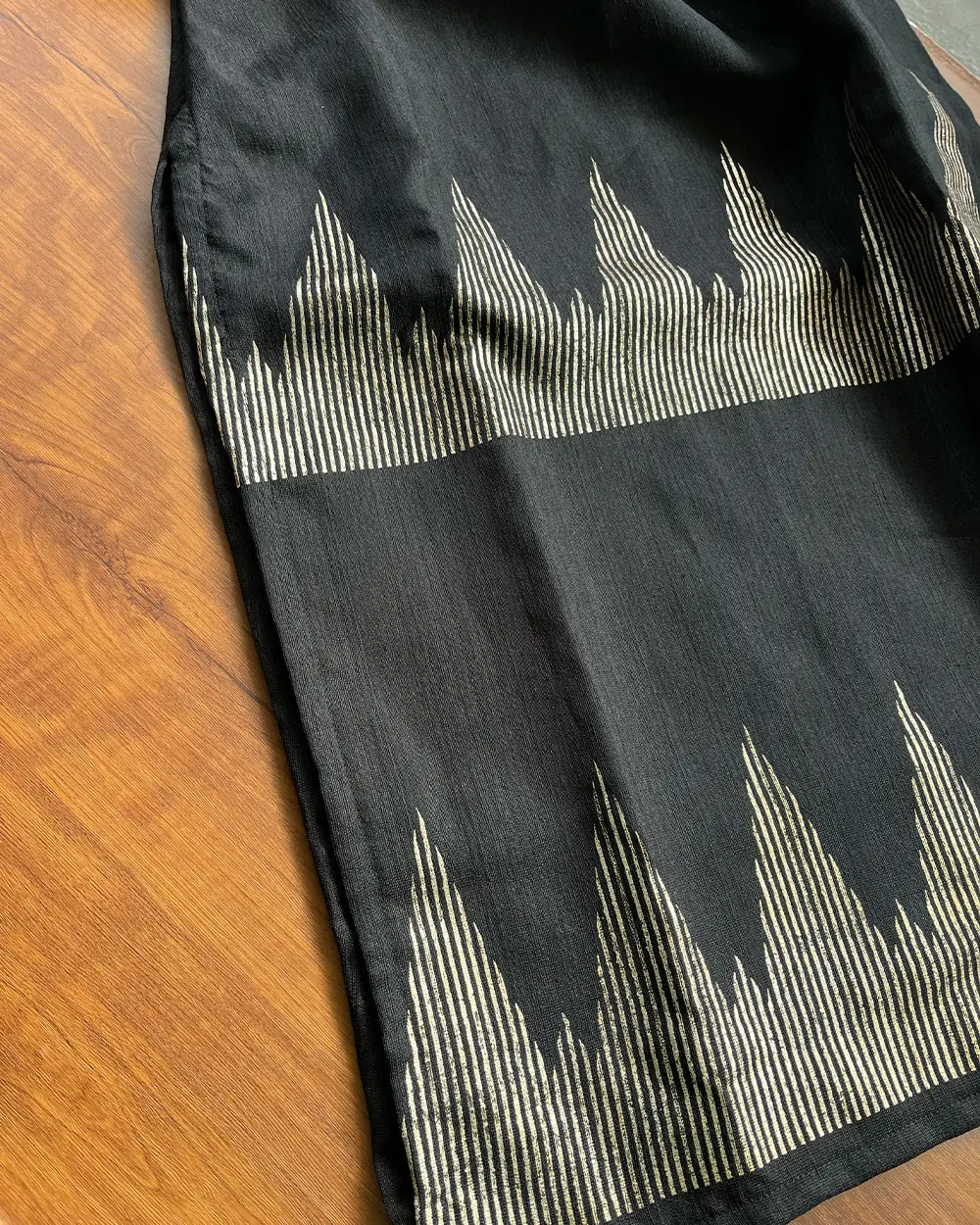 T227 Black Beauty Silk Kurta - Image 3