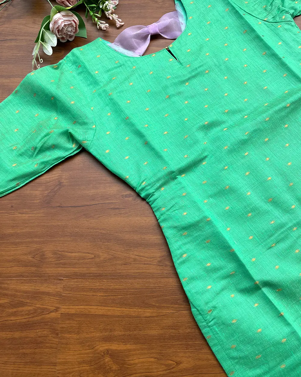T228 Sea green Silk Kurta Set (Top - Dupatta) - Image 3