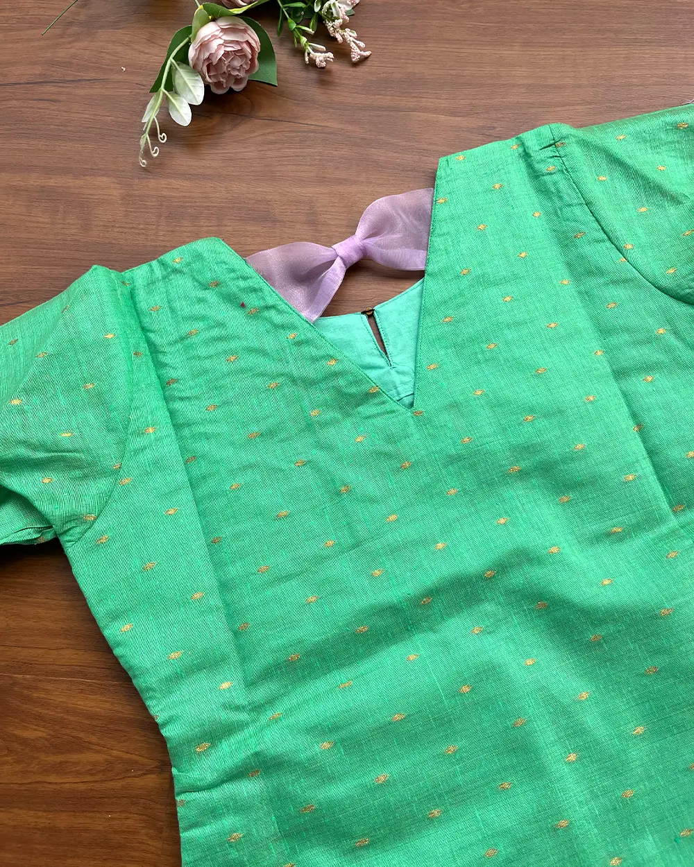T228 Sea green Silk Kurta Set (Top - Dupatta) - Image 4