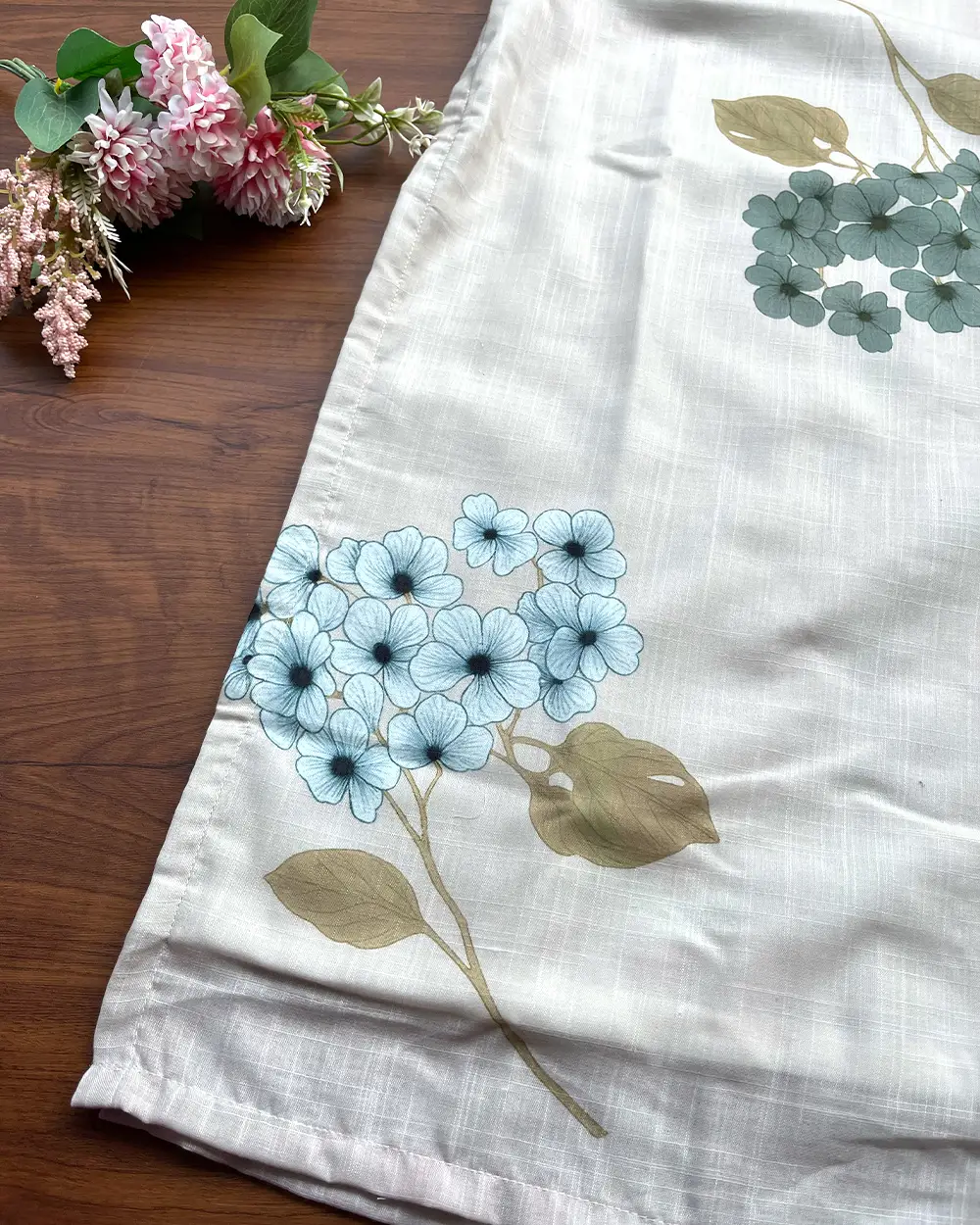 T244 Beige Floral Linen Kurta - Image 3