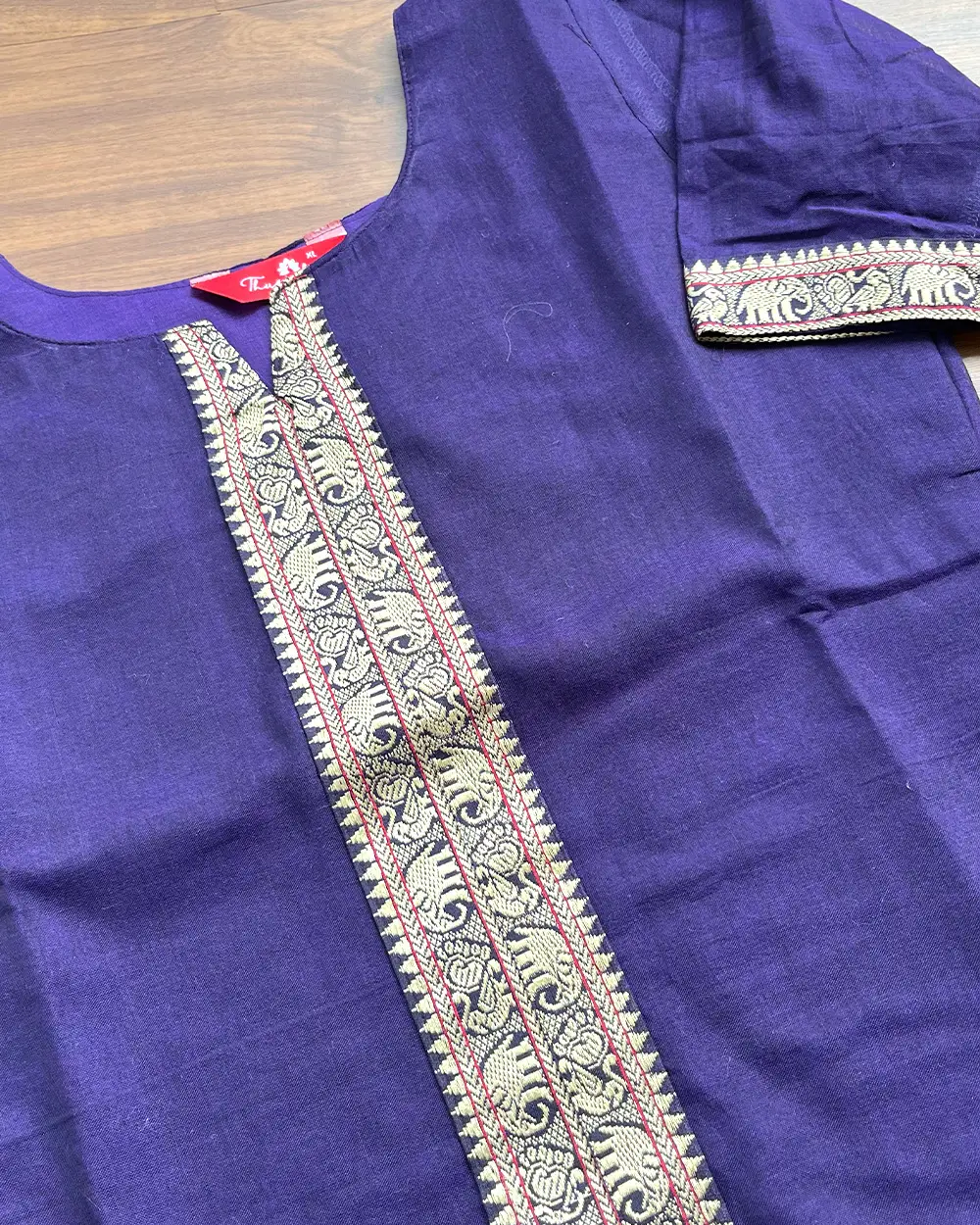 T246 Handloom Cotton Kurta Set (Top - Dupatta) - Image 2