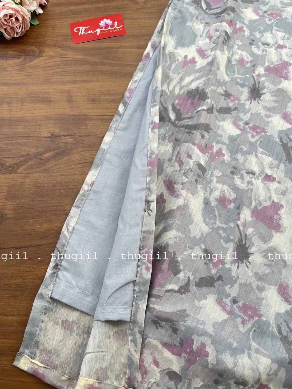 T258 Luna Grey Chanderi Kurta - Image 3