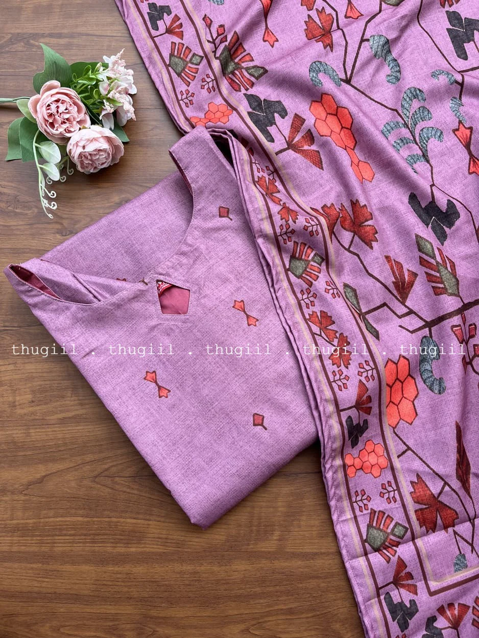 T267 Dusk Petal Kurta Set (Top - Dupatta )