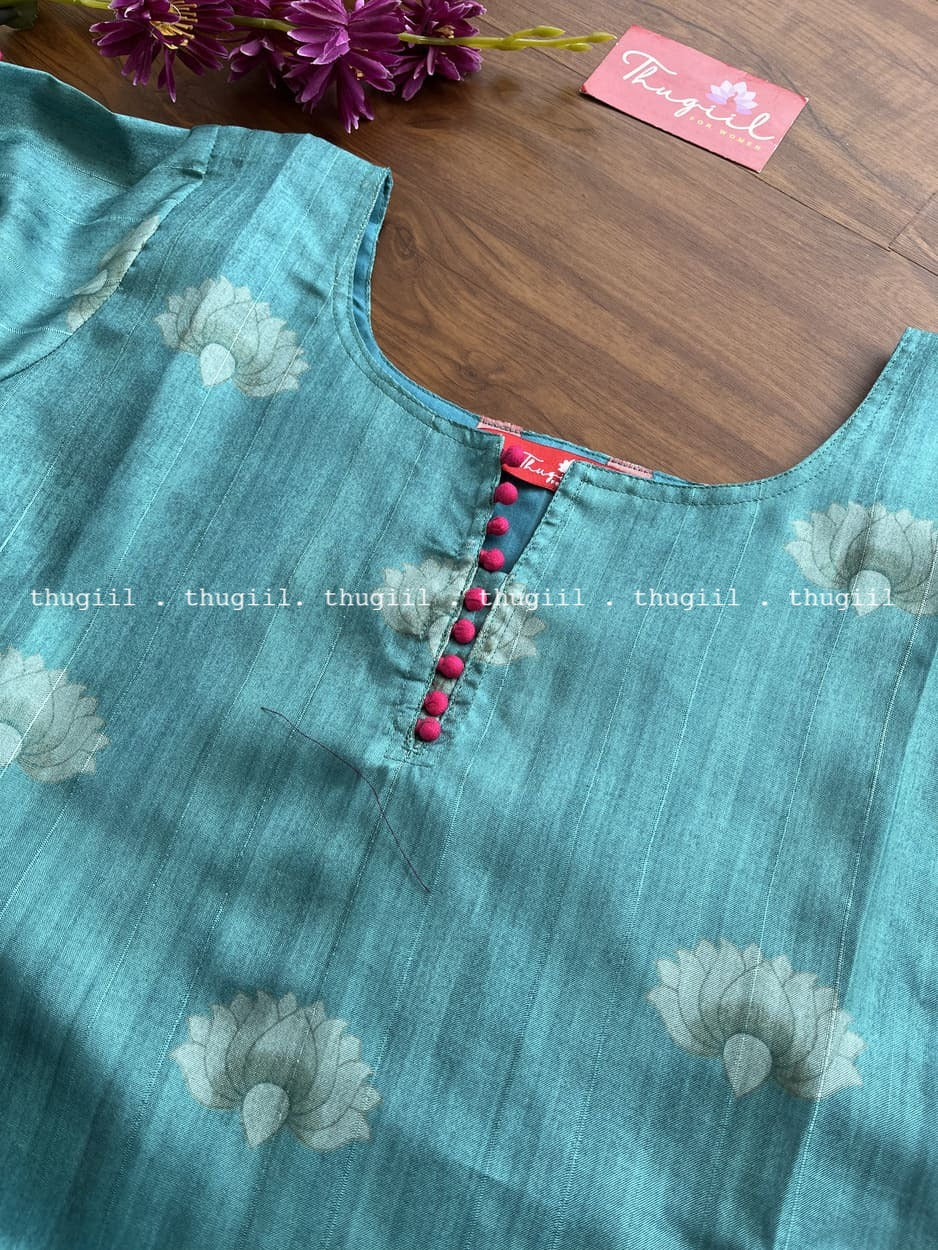 T273 Blue Pichwai Kurta Set - Image 3