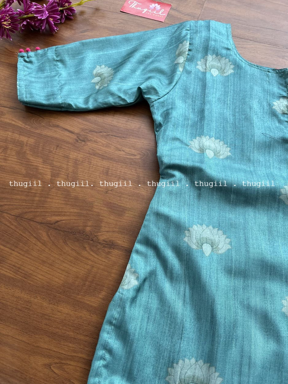 T273 Blue Pichwai Kurta Set - Image 5